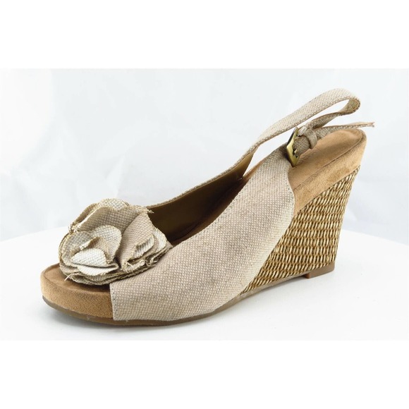 Aerosoles‎ Women Sz 6 M Brown Wedge Fabric Shoes Air Plush - Picture 1 of 7